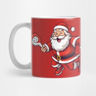 Smilling Santa playing pickleball Mug
